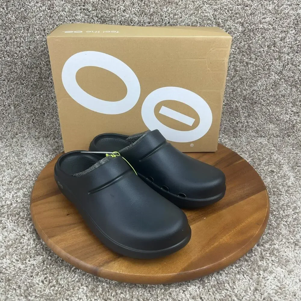 OOFOS OOClog Rubber Clog Mule Slip On Men's Size 9 Comfort Recovery Shoe Black